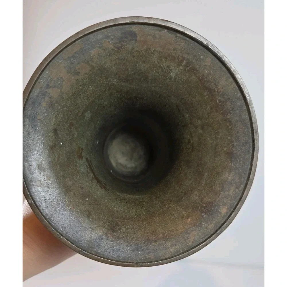 Vintage Brass Etched & Hand Painted Trumpet Styled Vase Made in‎ India